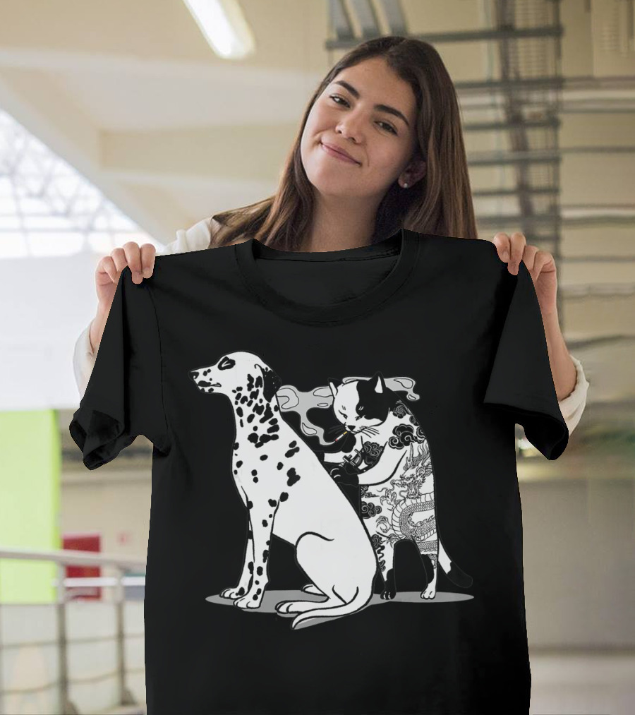 Cat And Dog Tattoo Humor For Tattoo Lover T-Shirt