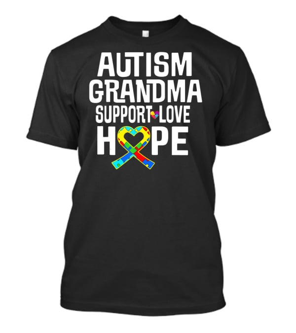 Autism Grandma Support Love Hope Heart Puzzle T-Shirt