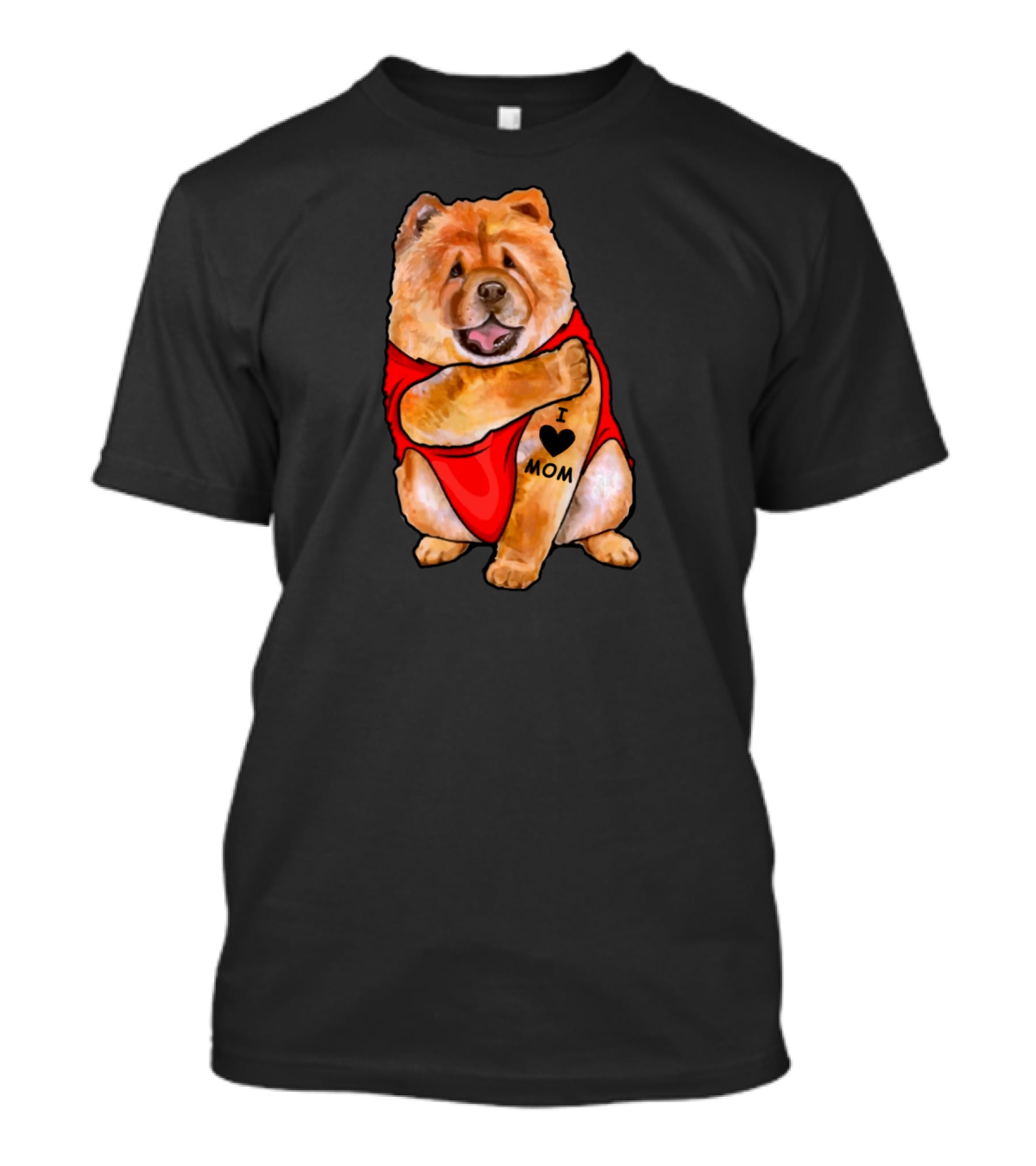 Tattoo I Love Mom Chow Chow Dog In Red T-Shirt