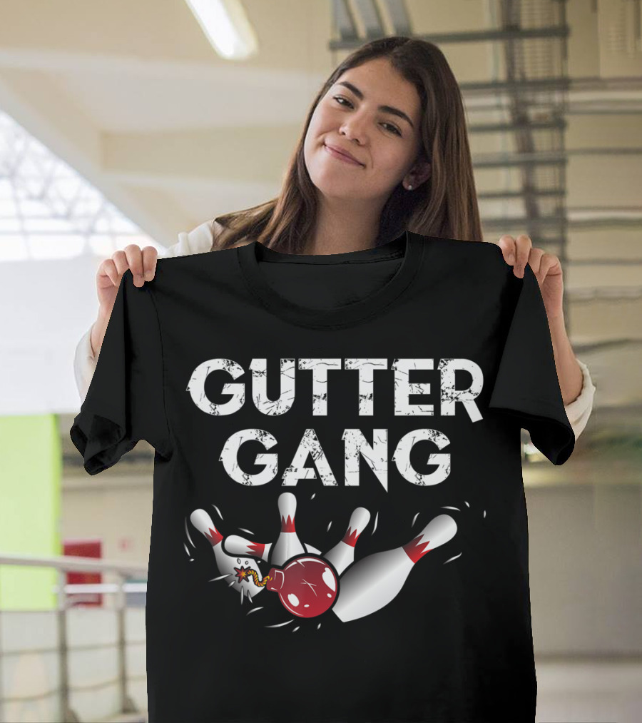 Gutter Gang Exploding Bowling Pins Funny Bowling T-Shirt