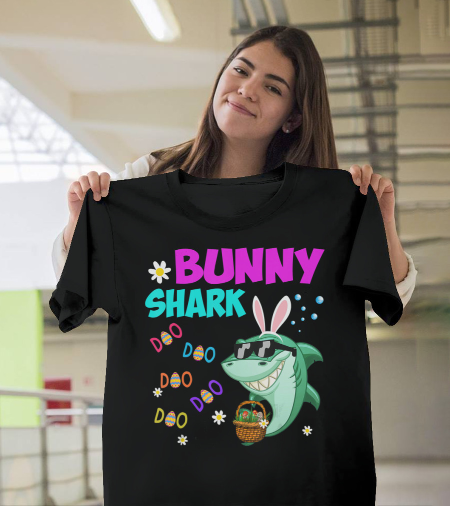 Bunny Shark Doo Easter Toddler Bunny Shark Sunglasses Basket T-Shirt
