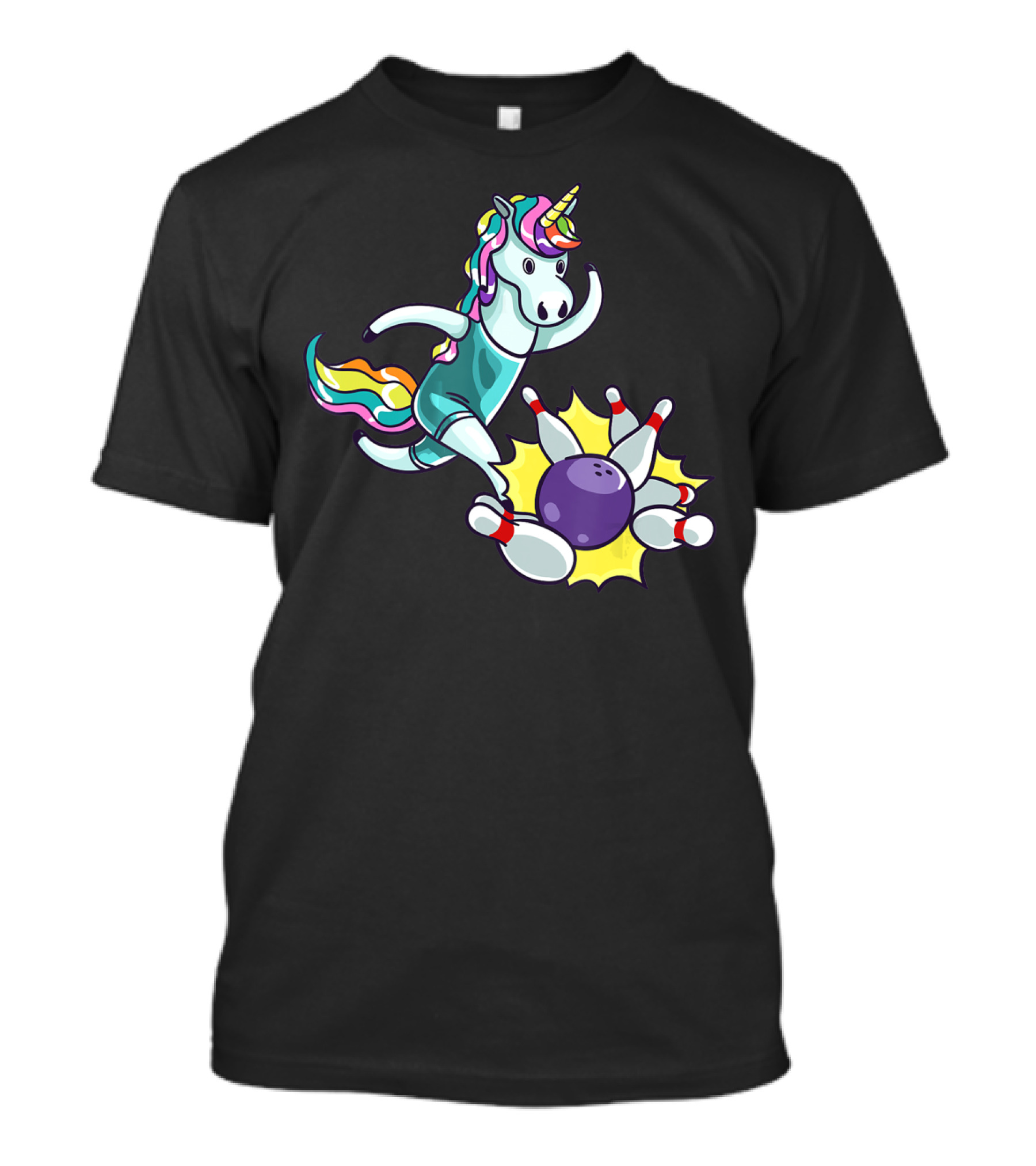 Bowling Unicorn Striking Pins USA Lover T-Shirt
