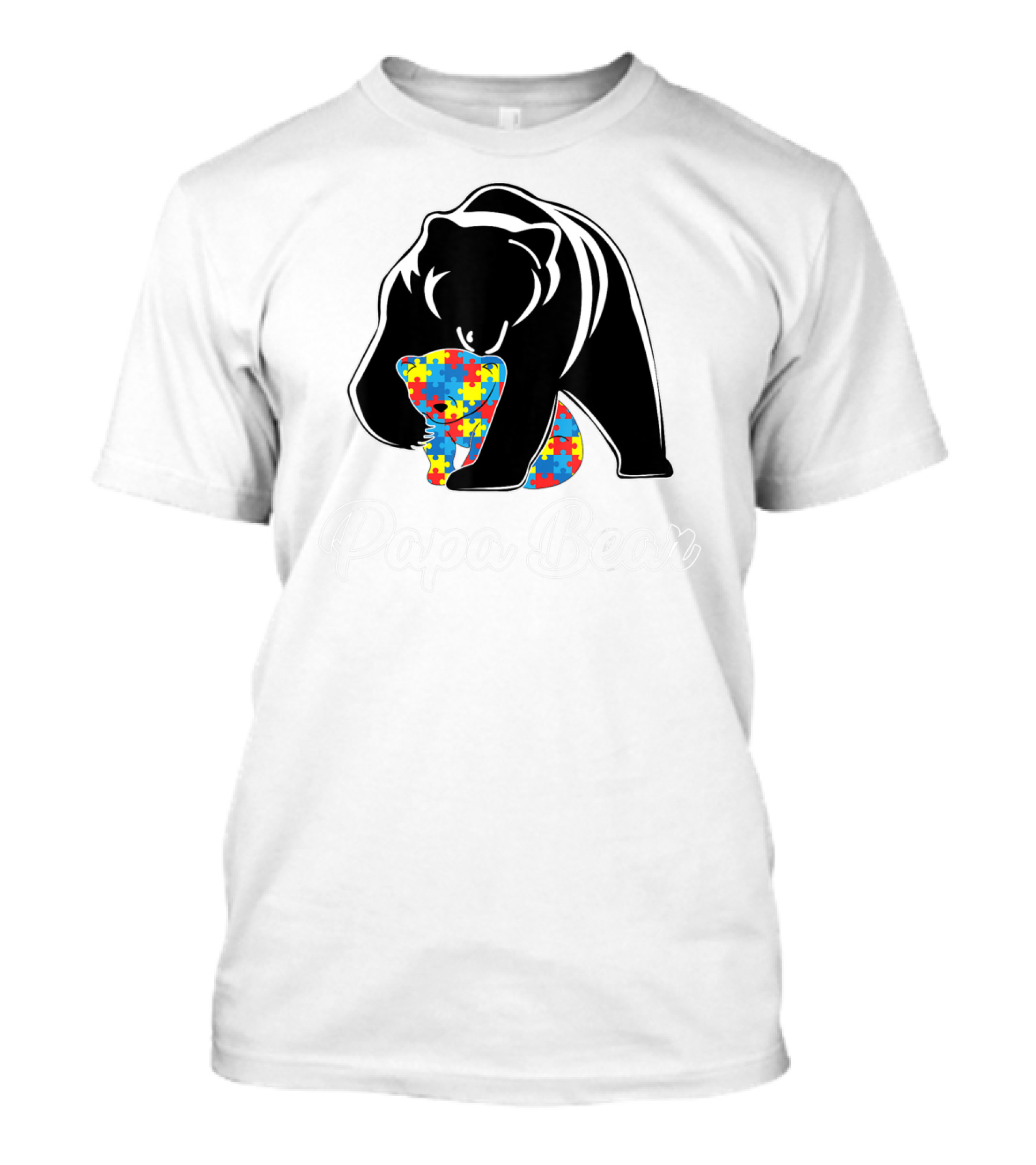 Papa Bear Autism Awareness Puzzle Bear Embrace T-Shirt
