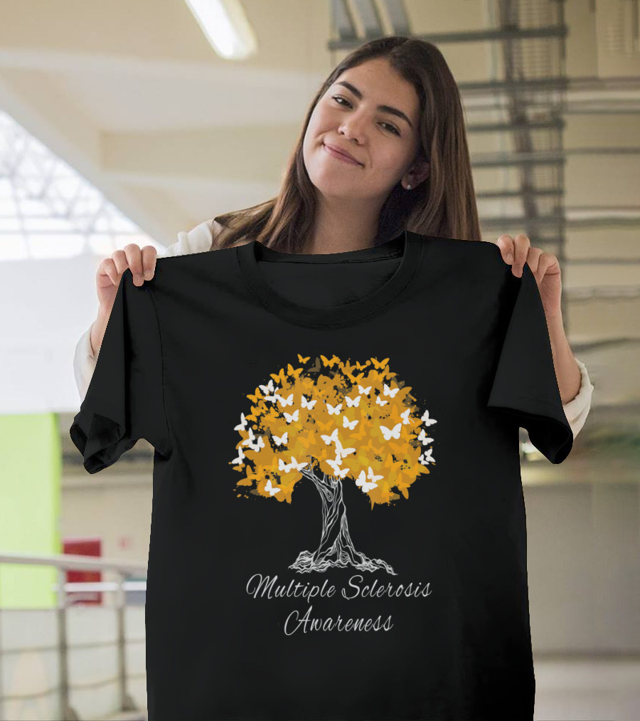 Multiple Sclerosis Awareness Tree With Butterflies T-Shirt