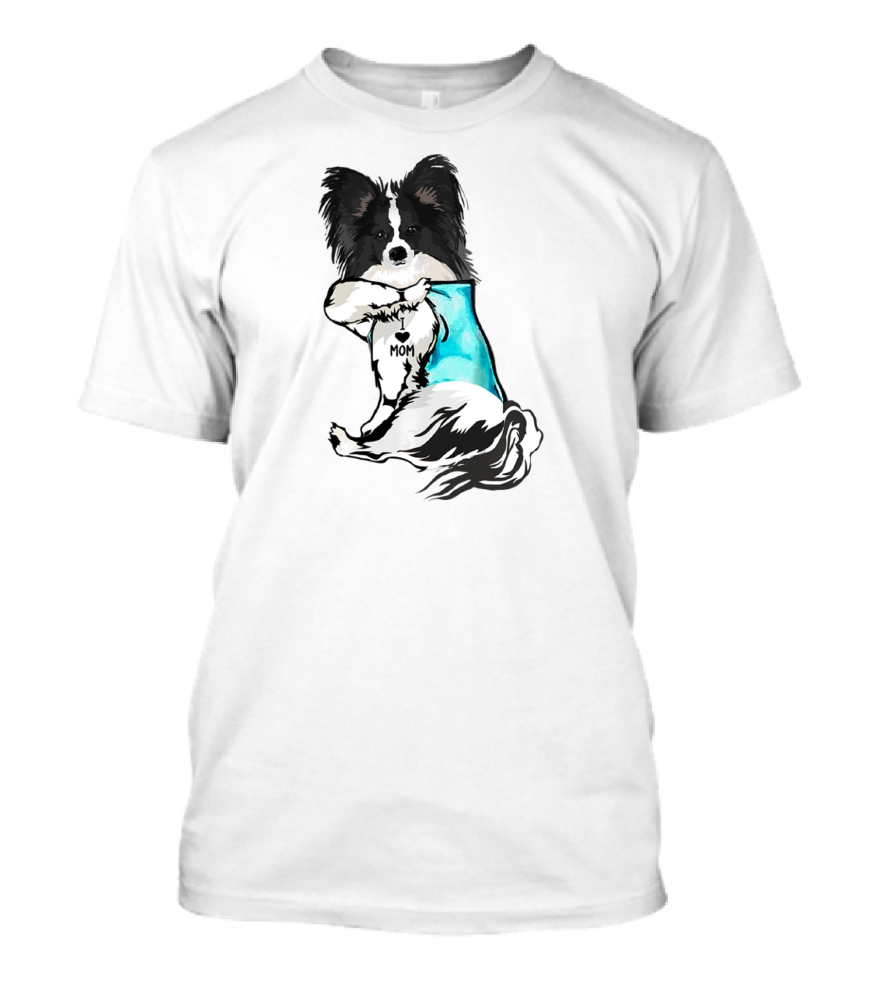 Papillon Dog I Love Mom Tattoo T-Shirt