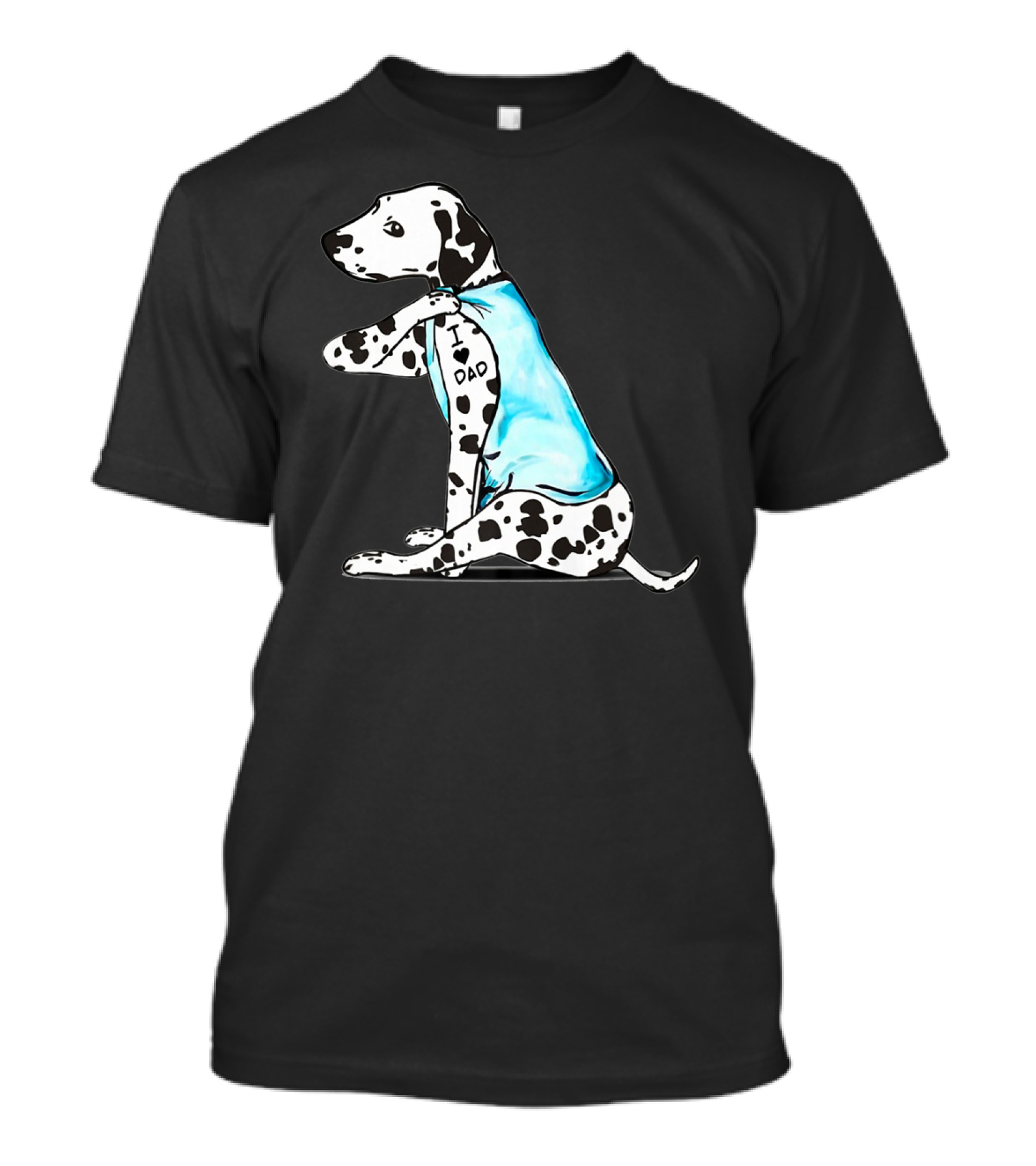 Dalmatian I Love DAD Blue Shirt Cute Dog T-Shirt
