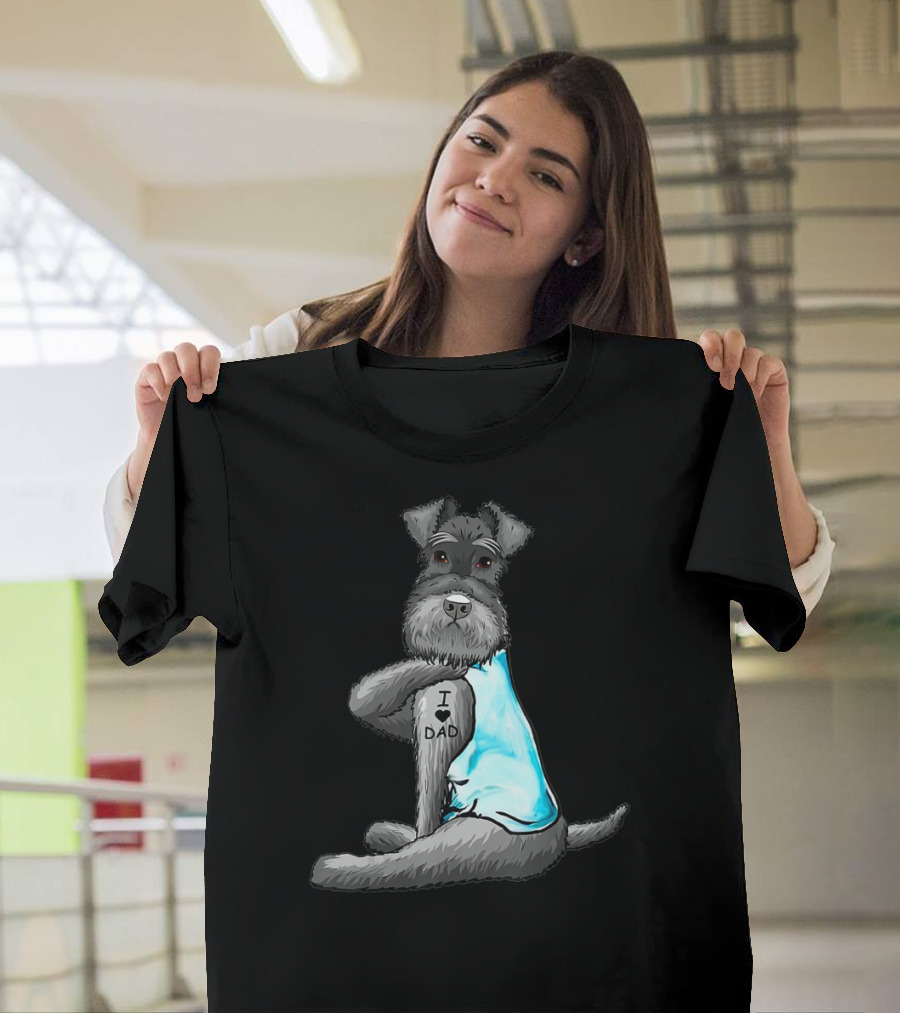 Schnauzer I Love Dad Tattoo T-Shirt