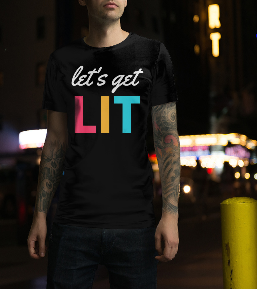 Let's Get Lit Funny Writers Teachers Retro T-Shirt