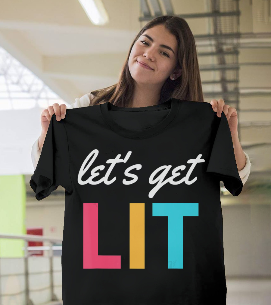 Let's Get Lit Funny Writers Teachers Retro T-Shirt