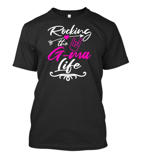 Rocking The G Ma Life Grandma Rock Hand Gesture Heart Arrow T-Shirt