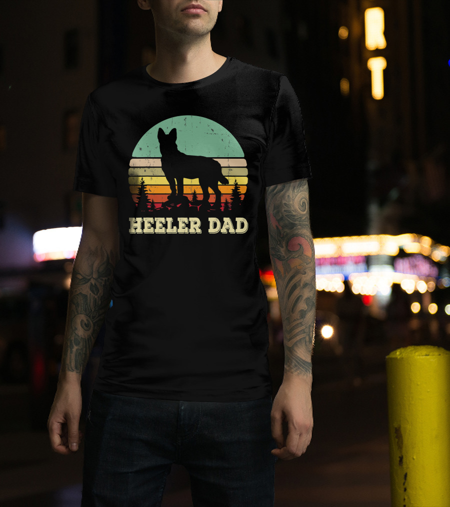 Heeler Dad Vintage Retro Sunset T-Shirt