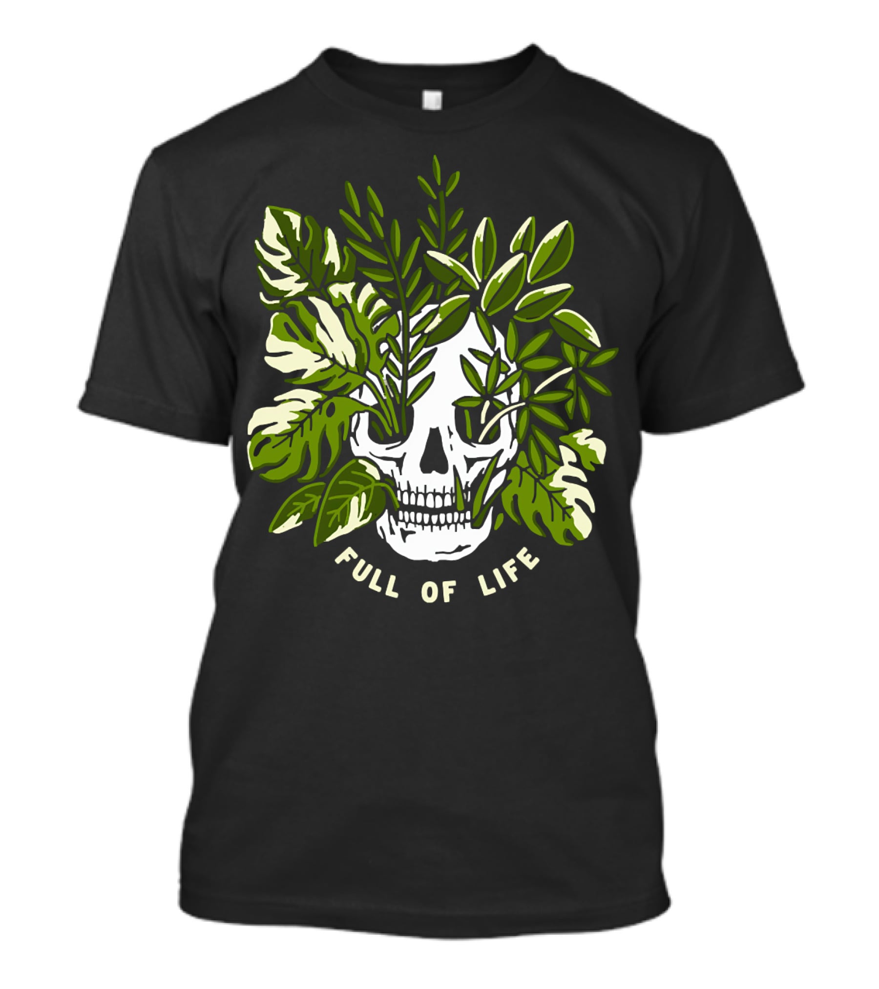 Full Of Life Skull Tree With Green Leaves Bushes T-Shirt