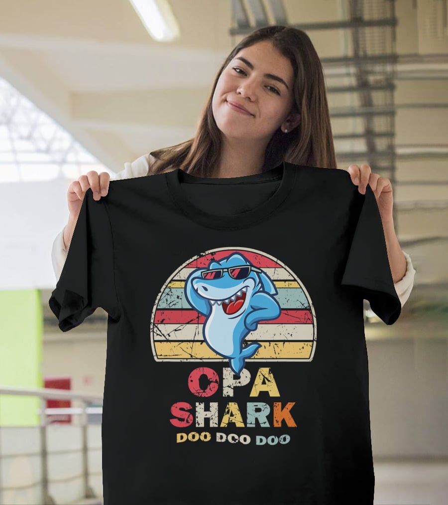 Opa Shark Doo Doo Doo Vintage Style Father T-Shirt