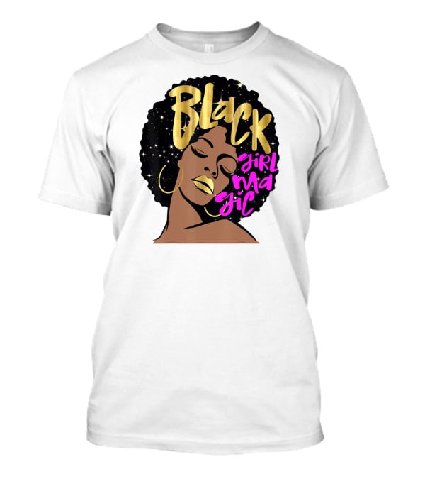 Black Girl Magic Gold Stars Afro Beauty T-Shirt
