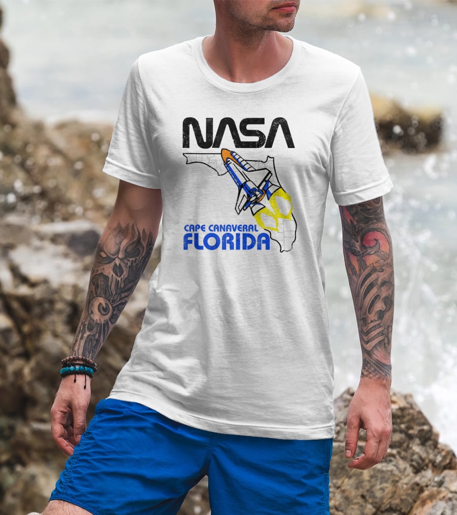 NASA Space Shuttle Florida Map Cape Canaveral T-Shirt