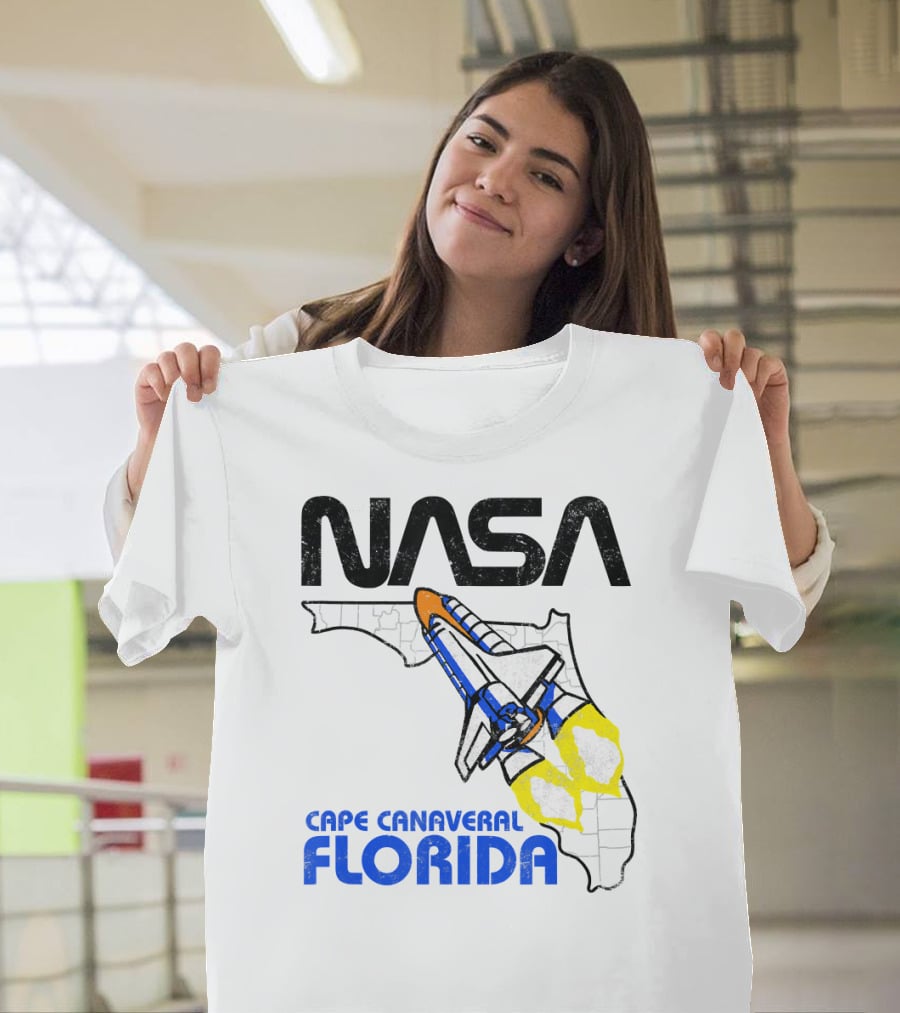 NASA Space Shuttle Florida Map Cape Canaveral T-Shirt