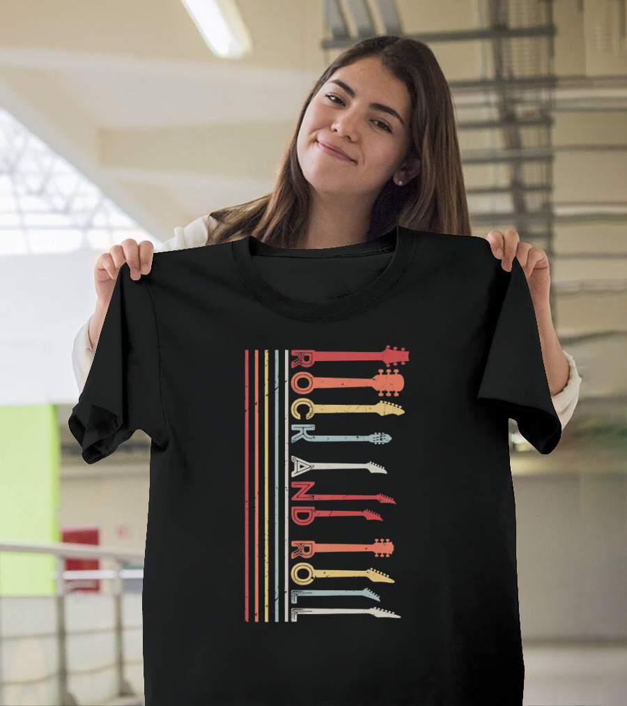 Rock And Roll Vintage Concert Band Guitar Stripes T-Shirt