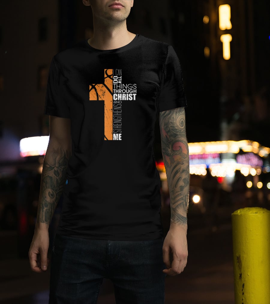 Philippians 413 I Can Do All Things Through Christ Basketball Cross T-Shirt