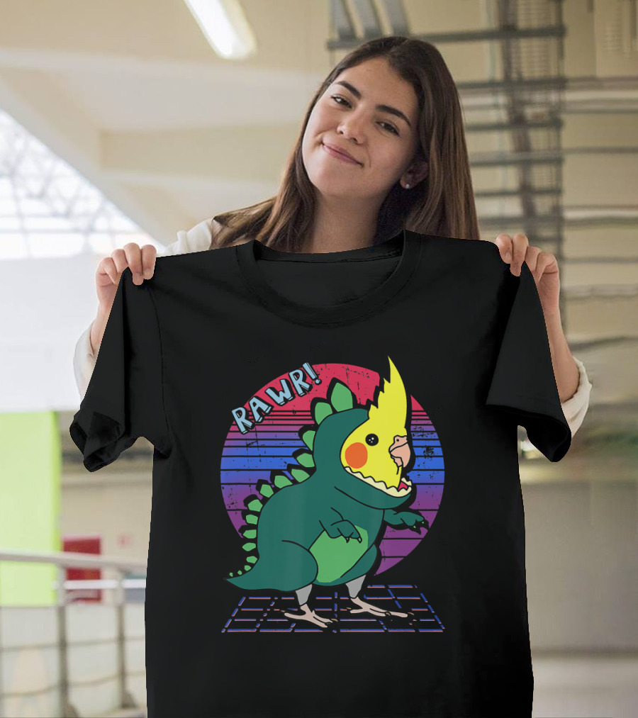 RAWR Funny Vaporwave Cockatiel Dinosaur T-Shirt