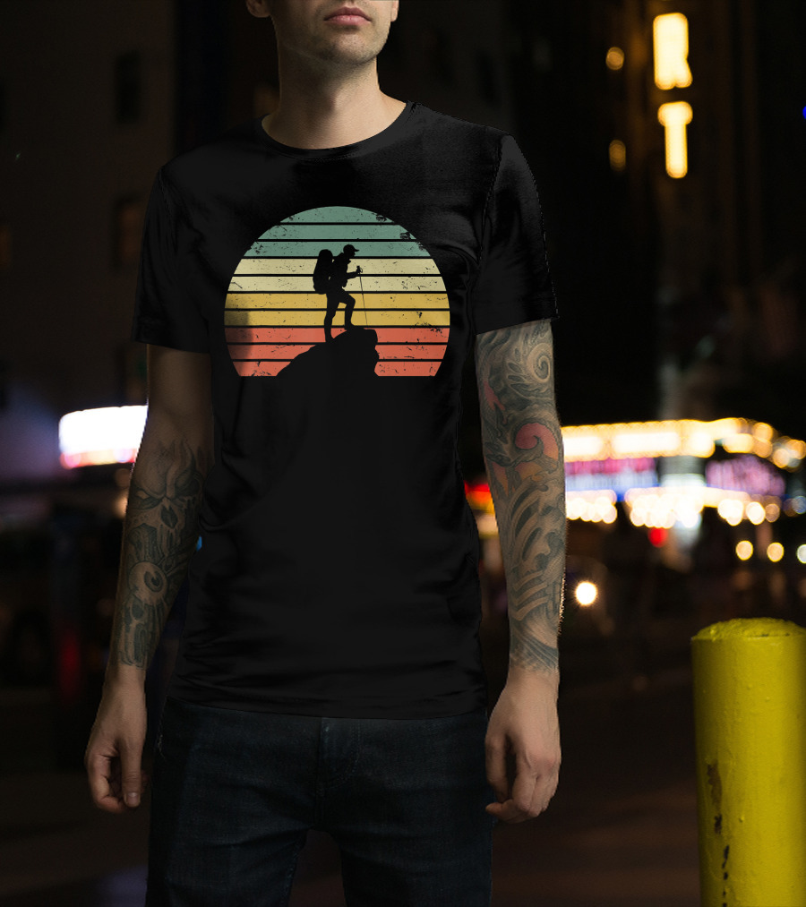 Vintage Hiking Retro Sunset Adventure T-Shirt