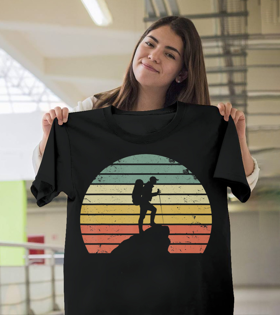 Vintage Hiking Retro Sunset Adventure T-Shirt