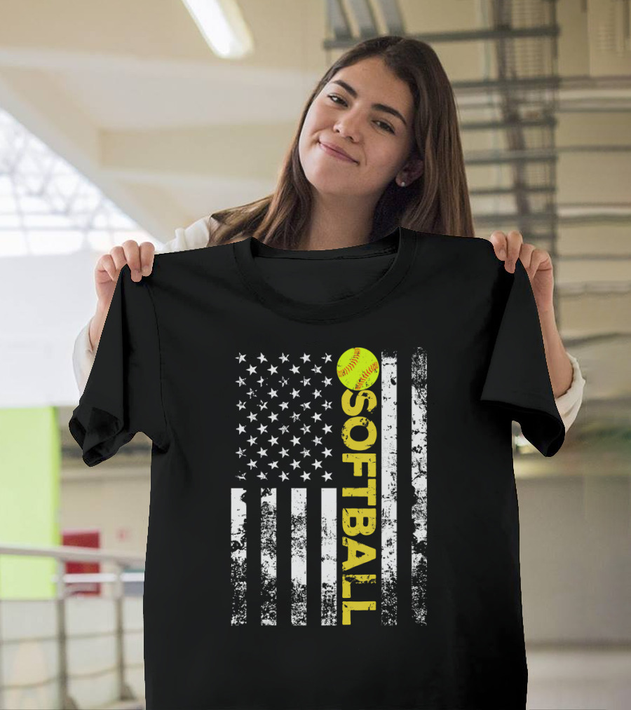 Softball American Flag Team T-Shirt