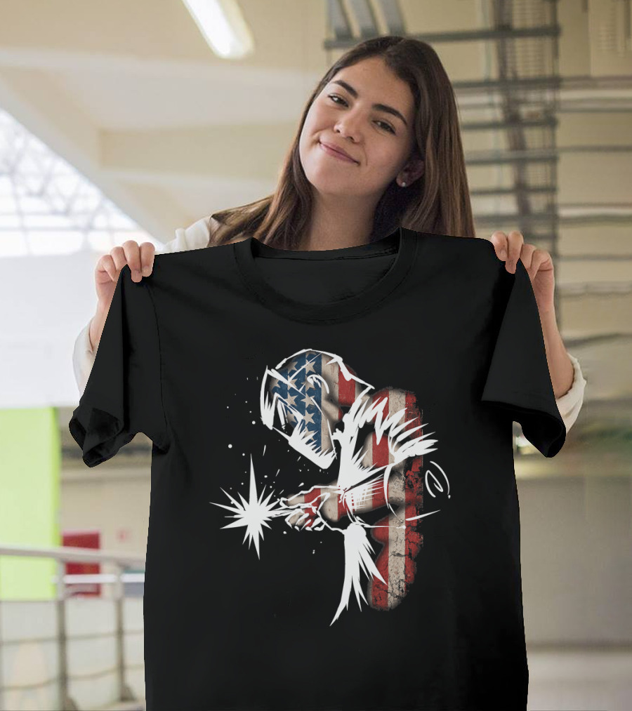 Welder in American Flag Colors with USA Patriotic Flair T-Shirt