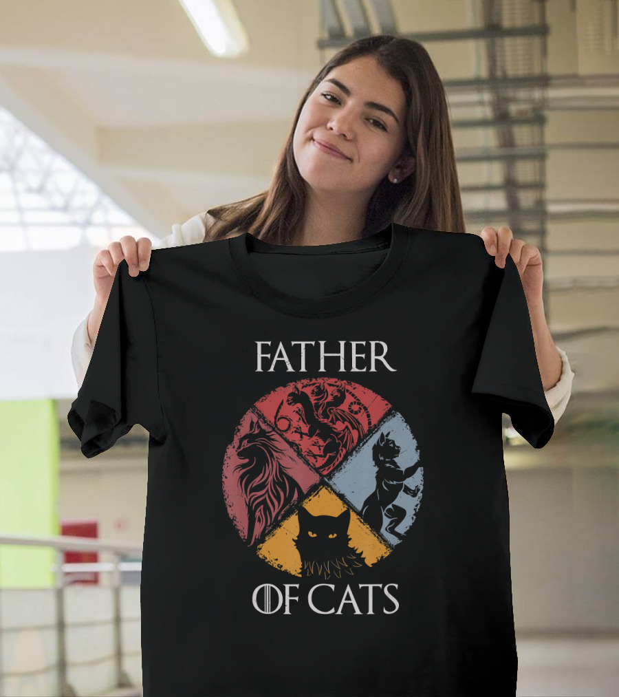 Father of Cats Lovers Dad Fabulous Game Houses Inspired T-Shirt