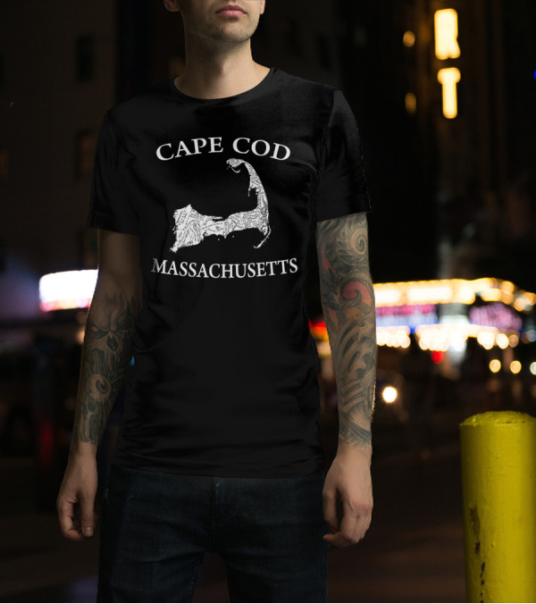 Cape Cod Map Massachusetts Text Overlay T-Shirt