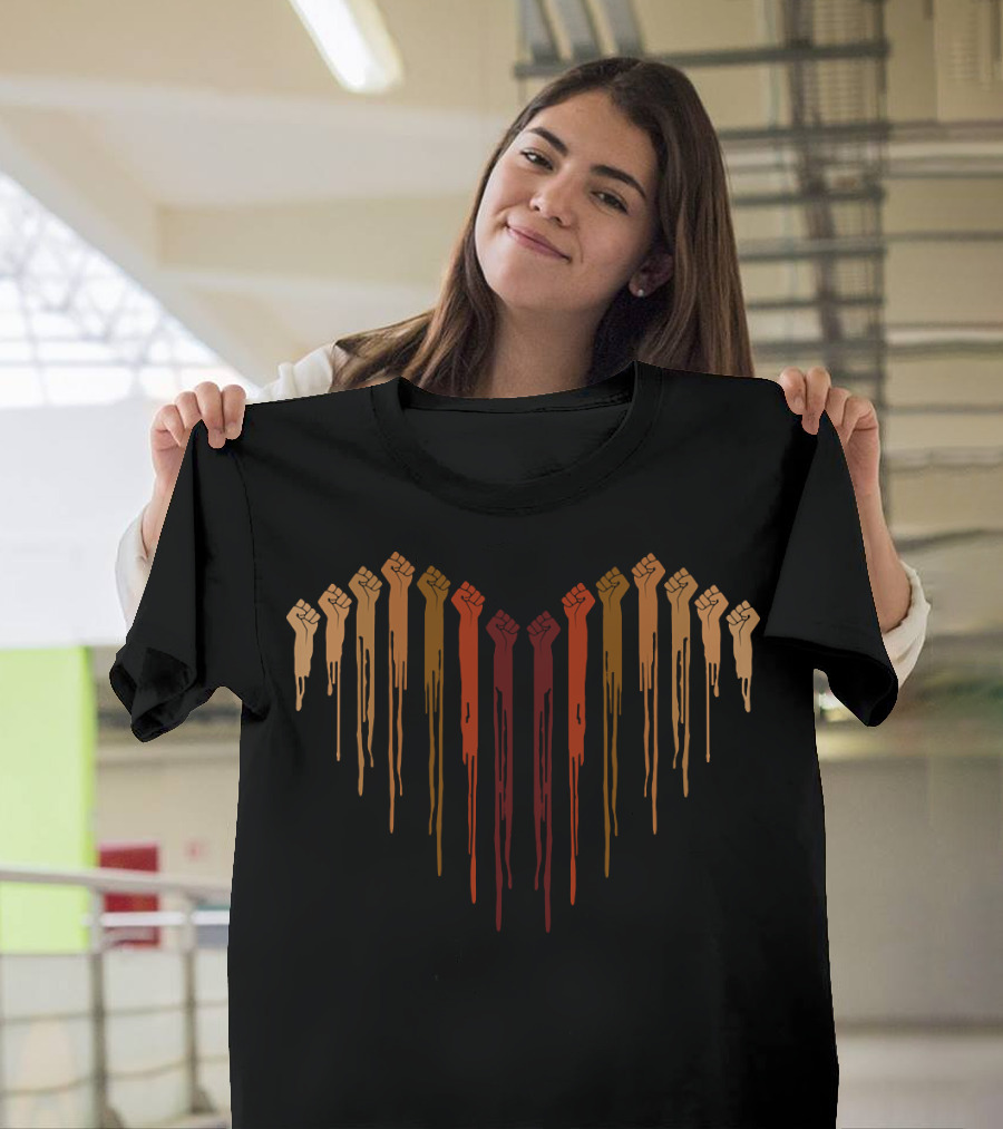 Raised Hands Love Heart Unity Fists T-Shirt