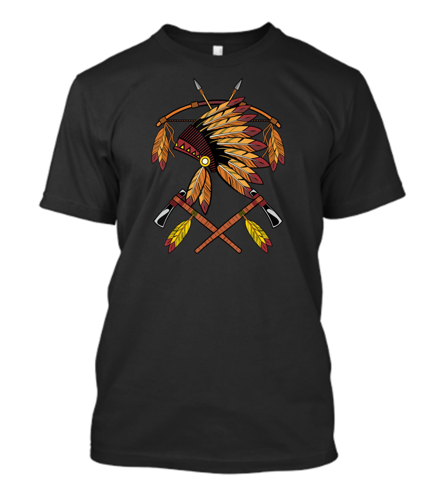 Native American War Bonnet Bow Arrows Tomahawks Feathers T-Shirt