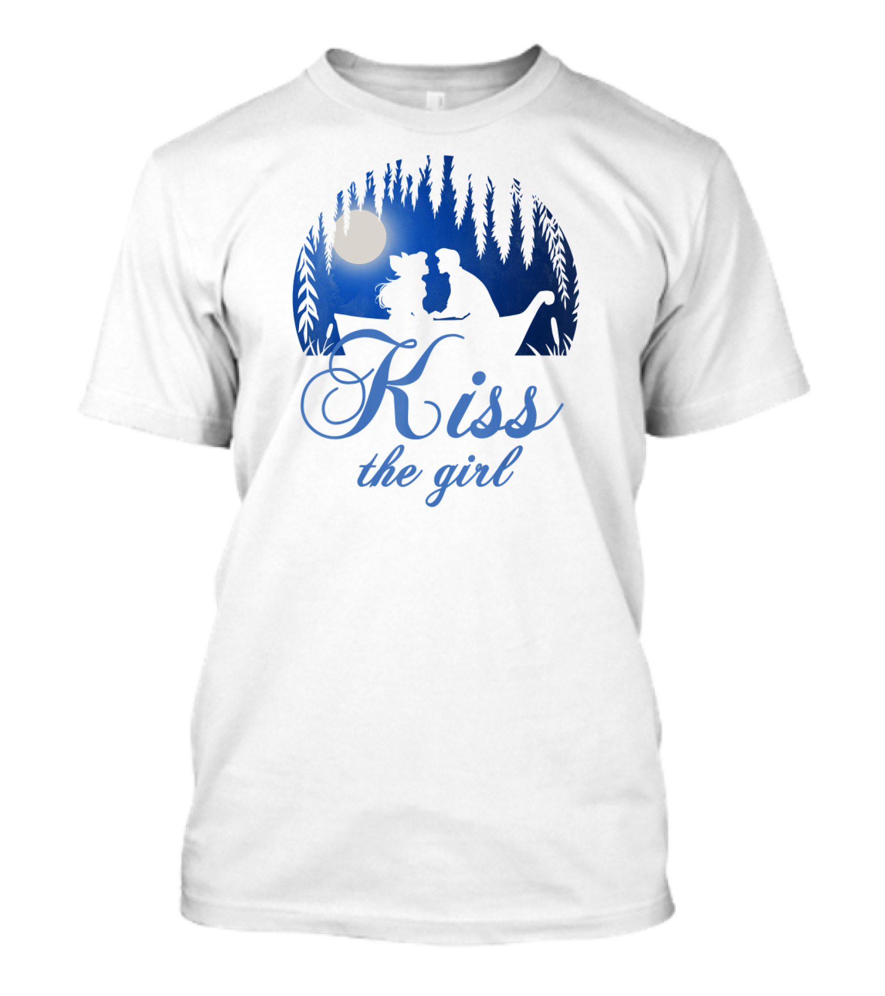 Kiss The Girl Disney Mermaid Ariel Eric Night Moonlit Boat Scene T-Shirt