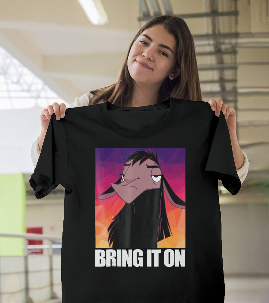 Disney Emperor's New Groove Kuzco Llama Bring It On Colorful Geometric Background T-Shirt