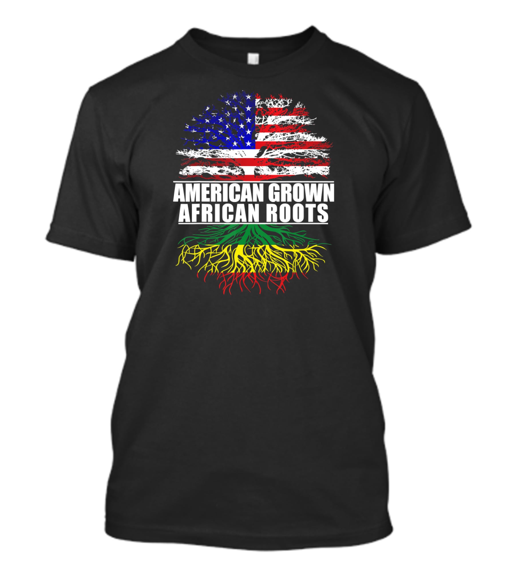 American Grown African Roots Flag And Colorful Roots T-Shirt