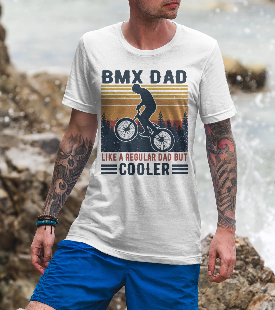 BMX Dad Like A Regular Dad But Cooler Retro Forest T-Shirt