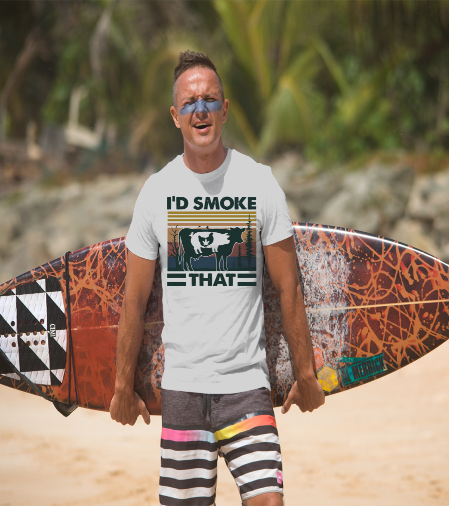 I'd Smoke That Vintage Farm Pig Cow Sunset T-Shirt