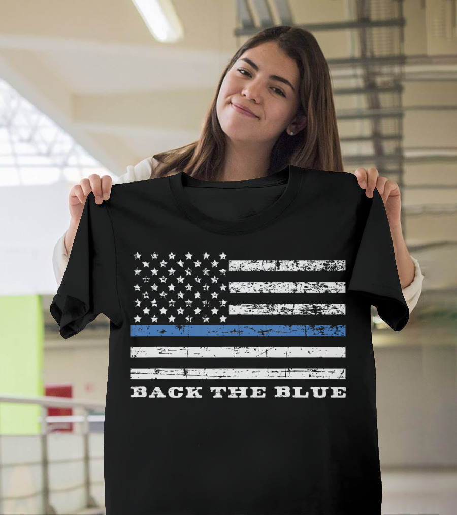 Back the Blue American Flag Police Support T-Shirt
