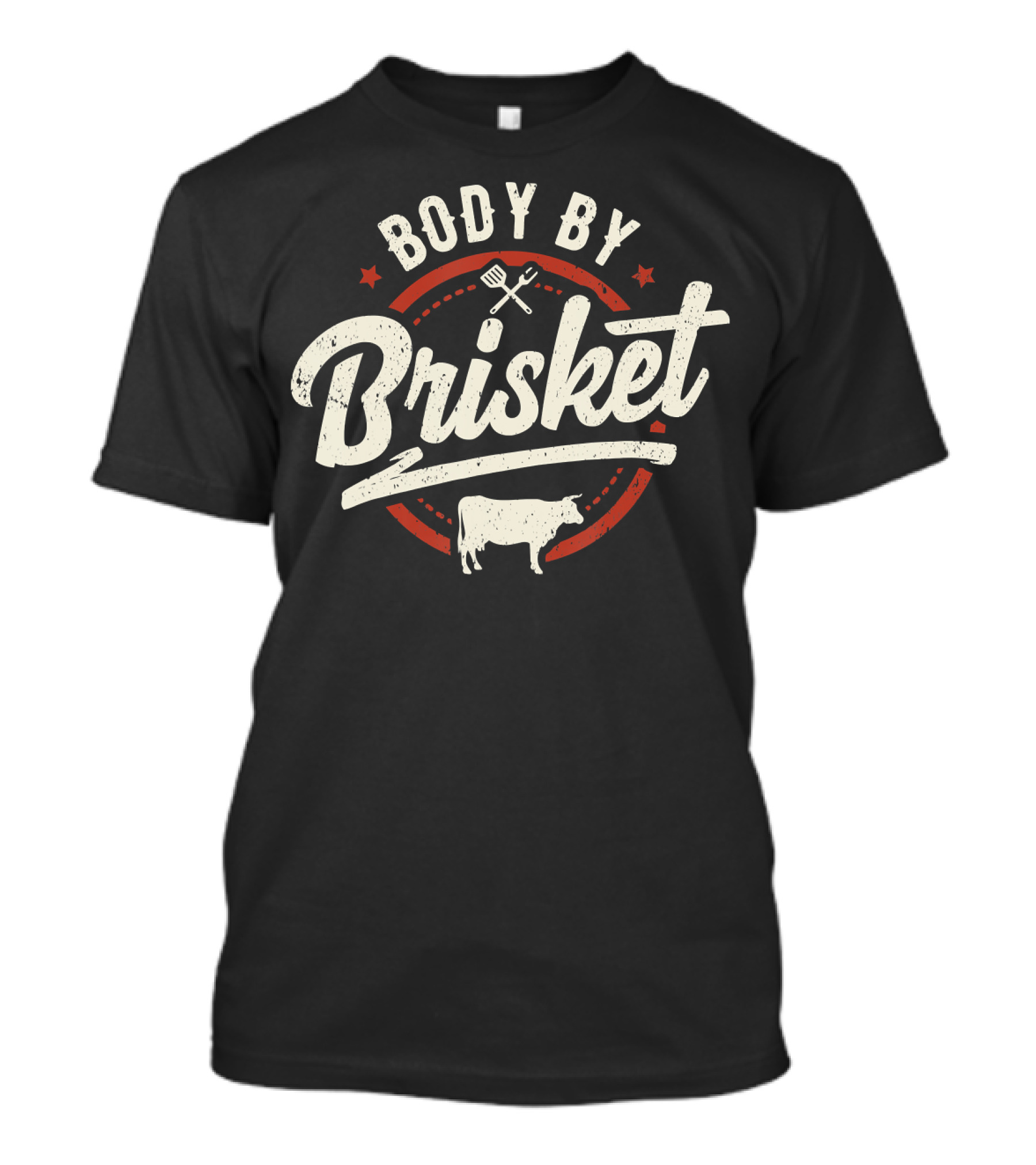 Body By Brisket Backyard BBQ Cookout Cow Grill Tools T-Shirt