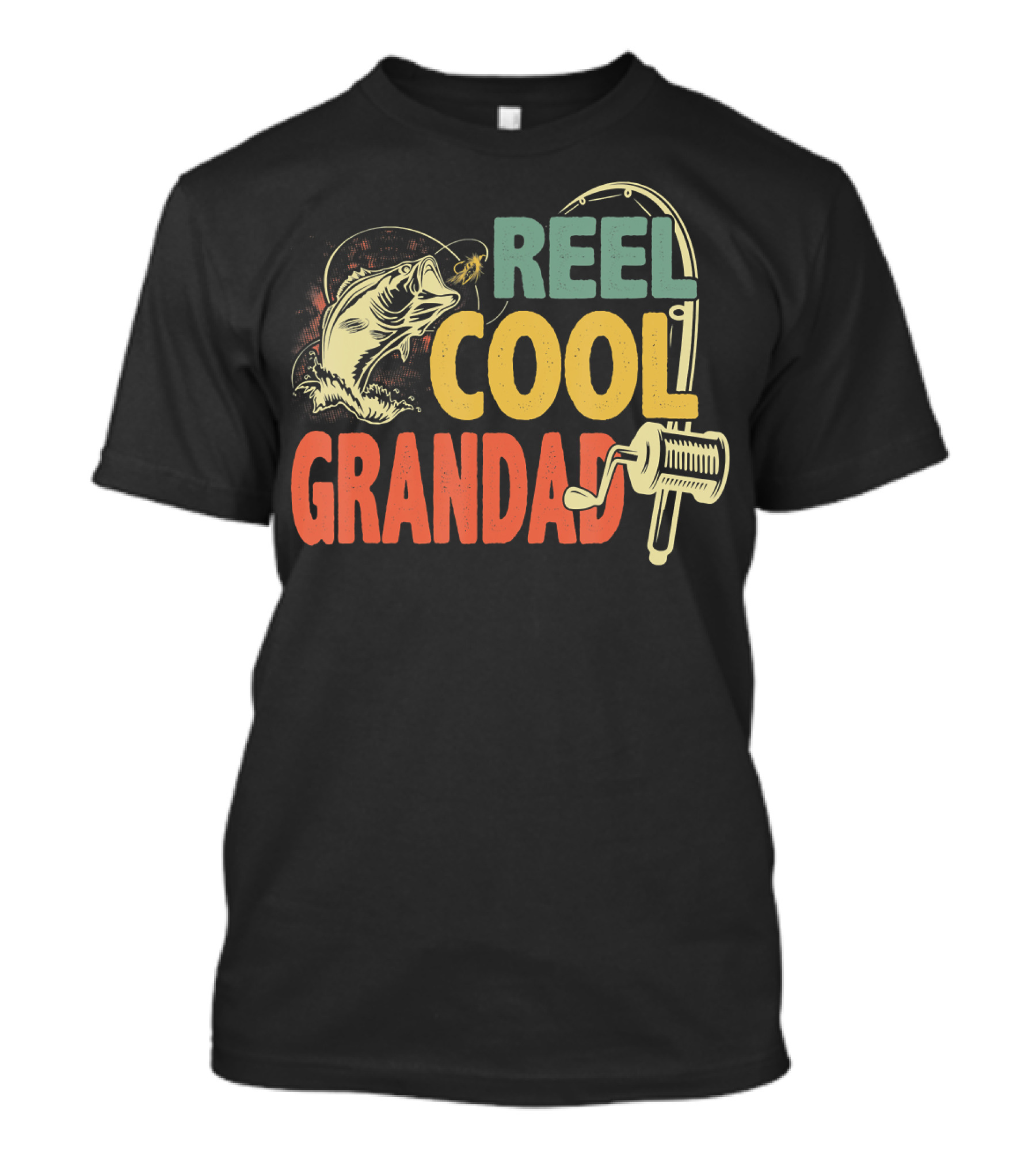 Reel Cool Grandad Vintage Fishing Motif T-Shirt