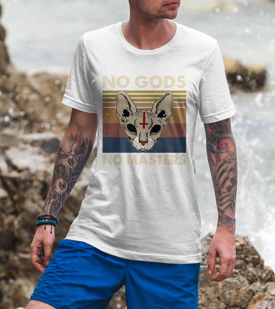 No Gods No Masters Sphynx Cat Retro T-Shirt