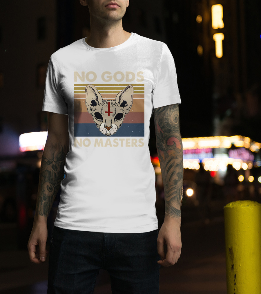 No Gods No Masters Sphynx Cat Retro T-Shirt