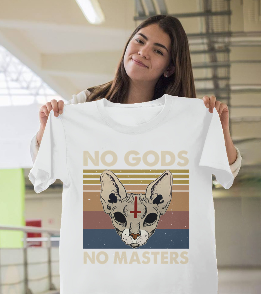 No Gods No Masters Sphynx Cat Retro T-Shirt