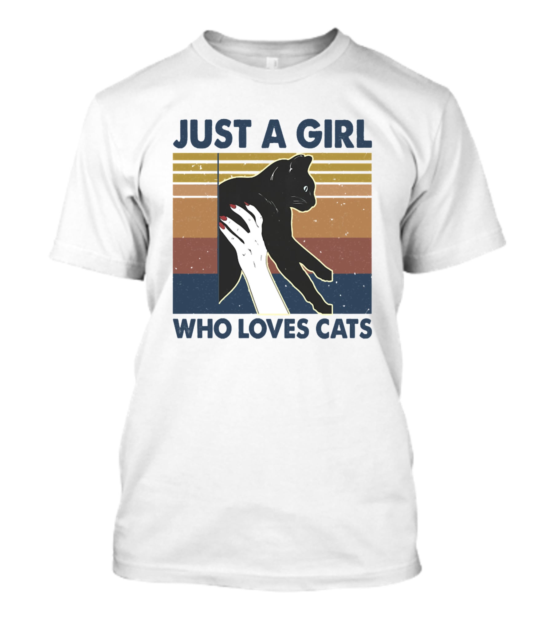 JUST A GIRL WHO LOVES CATS Retro Style Cat T-Shirt