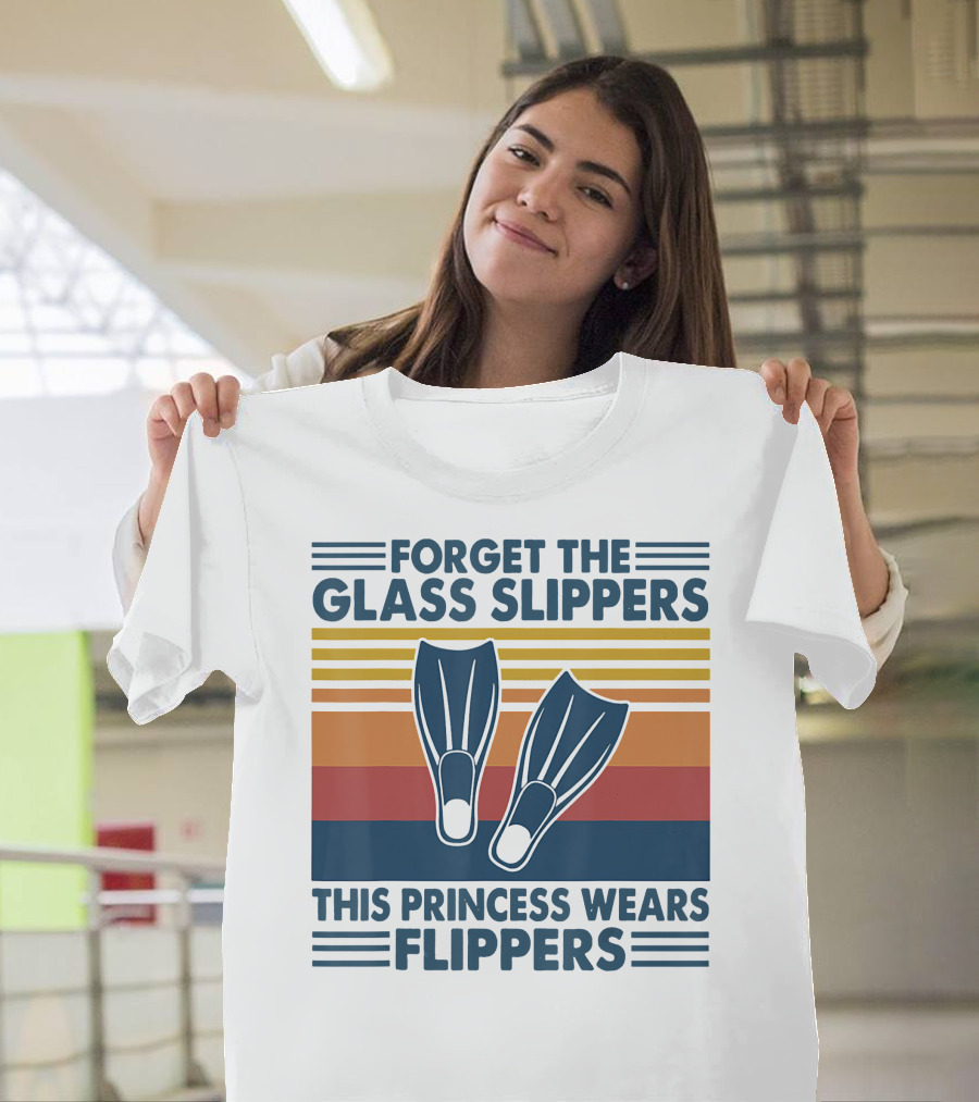 Forget The Glass Slippers This Princess Wears Flippers Retro Stripes T-Shirt