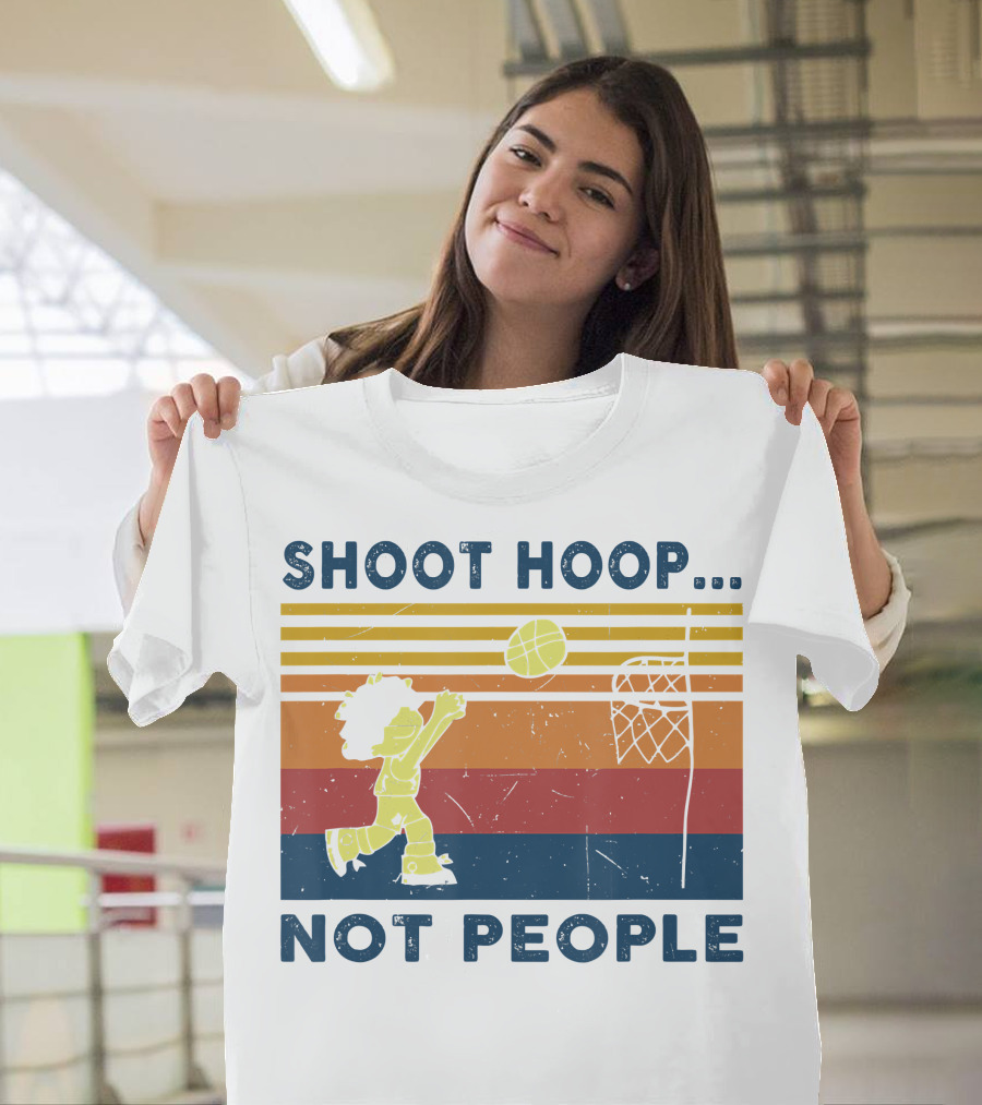 Shoot Hoop Not People Retro Basketball Stripes T-Shirt