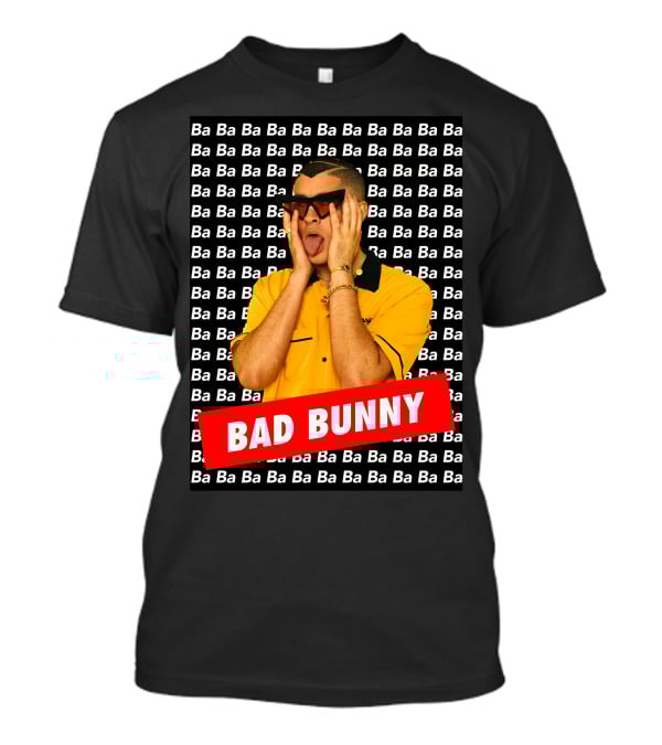 BAD BUNNY Ba Ba Ba Pattern Yellow Shirt Sunglasses T-Shirt