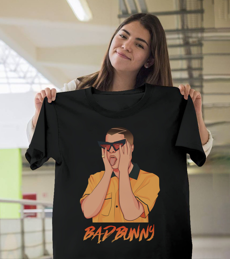 Bad Bunny El Conejo Malo Graphic Style Sunglasses Orange T-Shirt