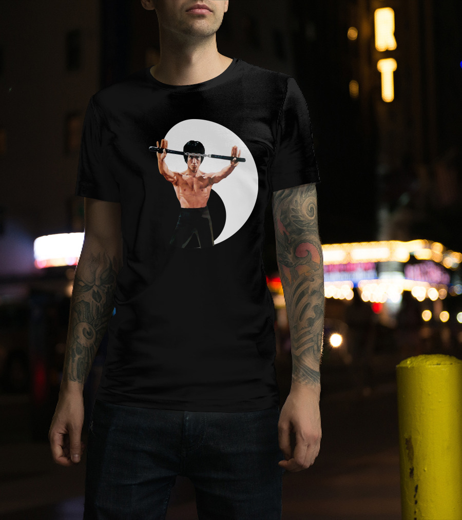 Bruce Lee Nunchaku Pose Yin Yang Martial Arts T-Shirt