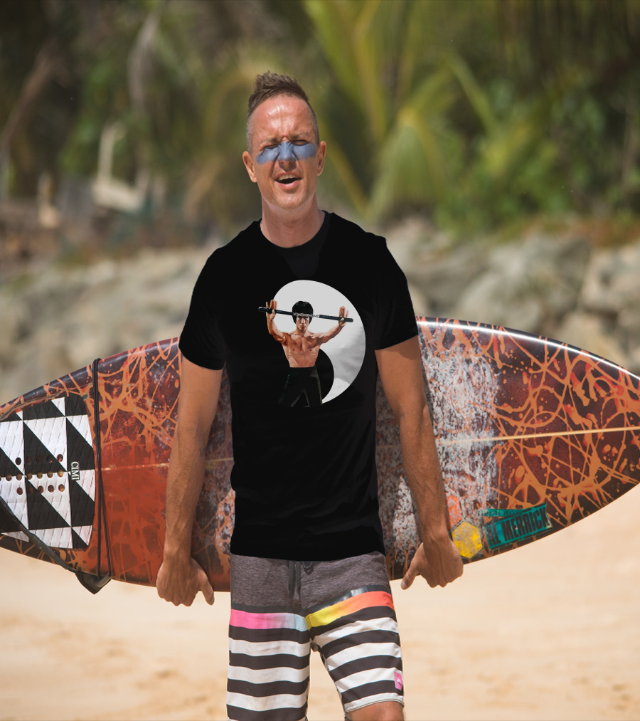 Bruce Lee Nunchaku Pose Yin Yang Martial Arts T-Shirt