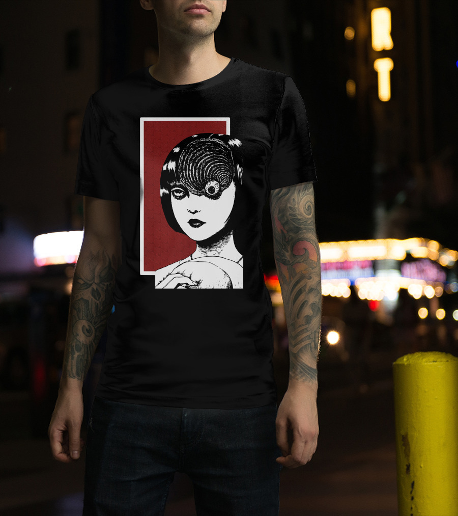 Junji Ito Uzumaki The Great Spiral Horror Manga Face With Spiral Eye T-Shirt